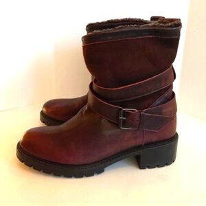 Ross & snow Emilina weatherproof shearling winter moto boots Lug Sole